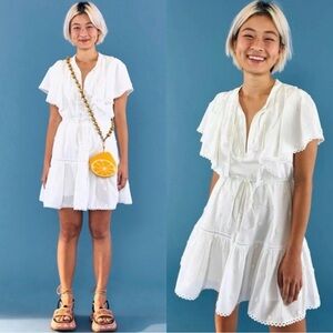 Farm Rio 3D Flower Fit And Flare Mini Dress Size Medium NWT Off White